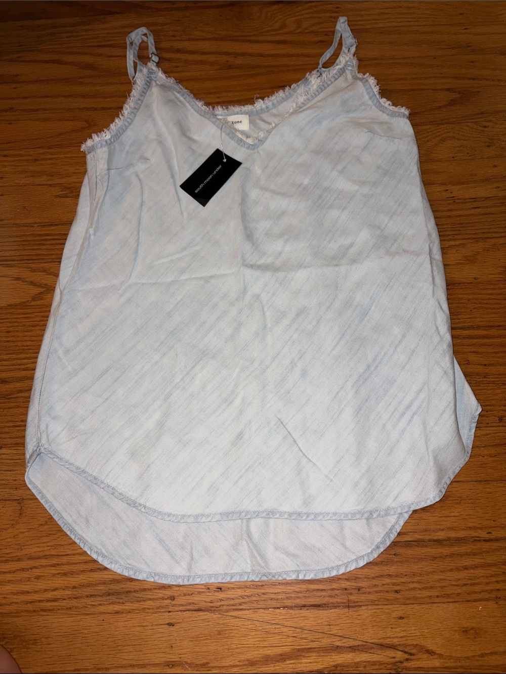Cloth and Stone Light Blue Fringe-Trim V-Neck Cami